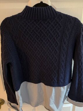 Bloomingdales Aqua Twofer Sweater Navy